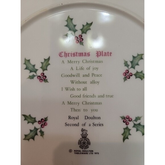 Vintage 1978 Royal Doulton Christmas Plate Bone China 2nd In Series 8.25in - Picture 4 of 4